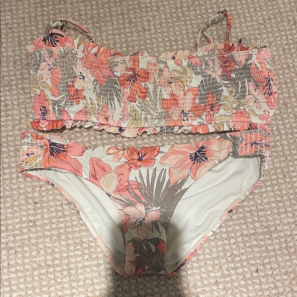 Billabong Floral Bikini Set - Pink and Gray